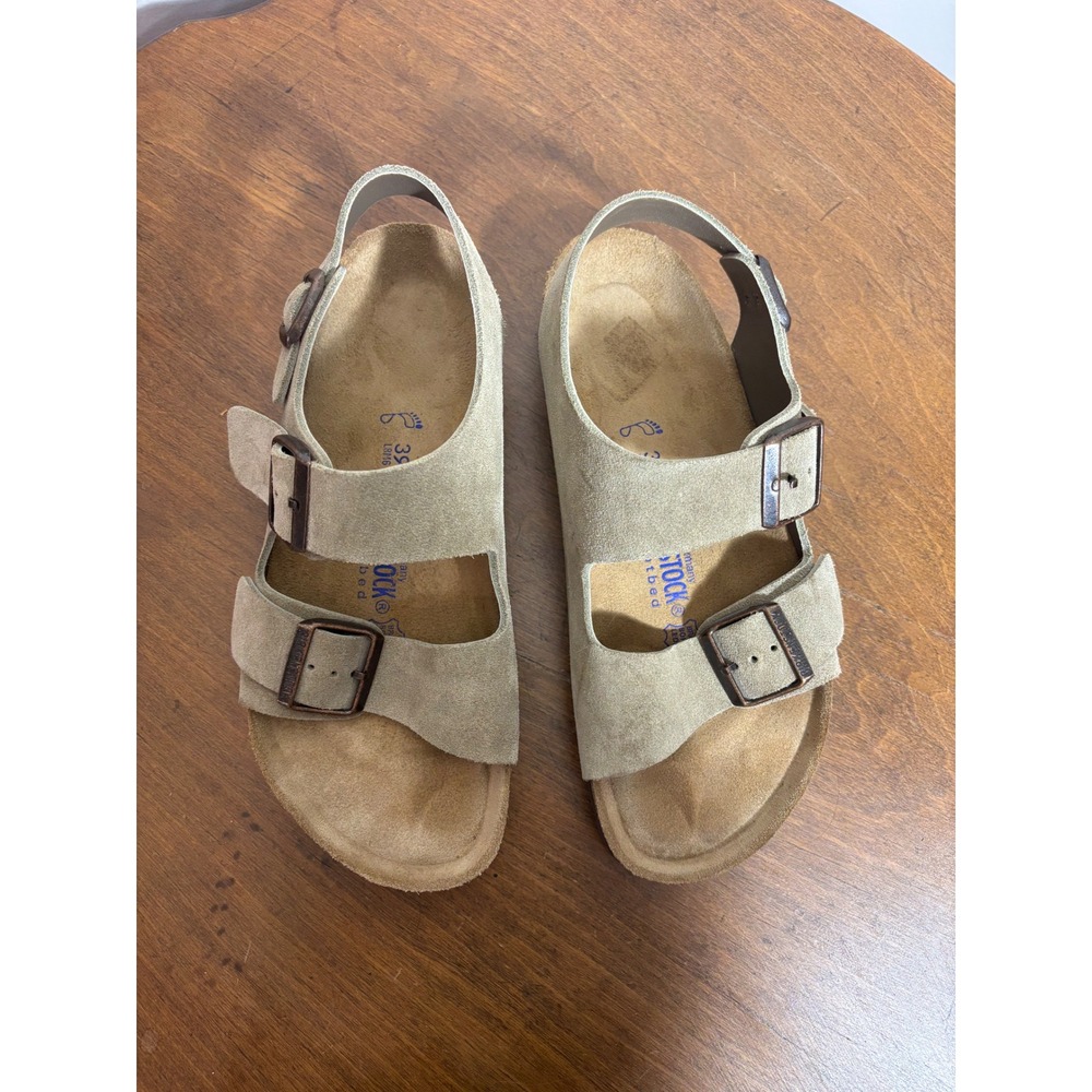 Birkenstock Beige Suede Two-Strap Slingback Sandals